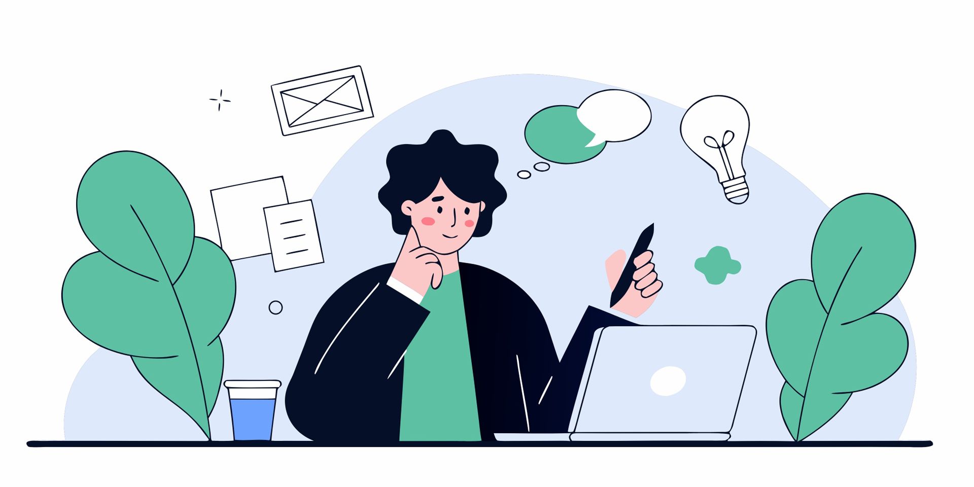 Illustratie van een jongere die de gratis studiekeuzetest invult