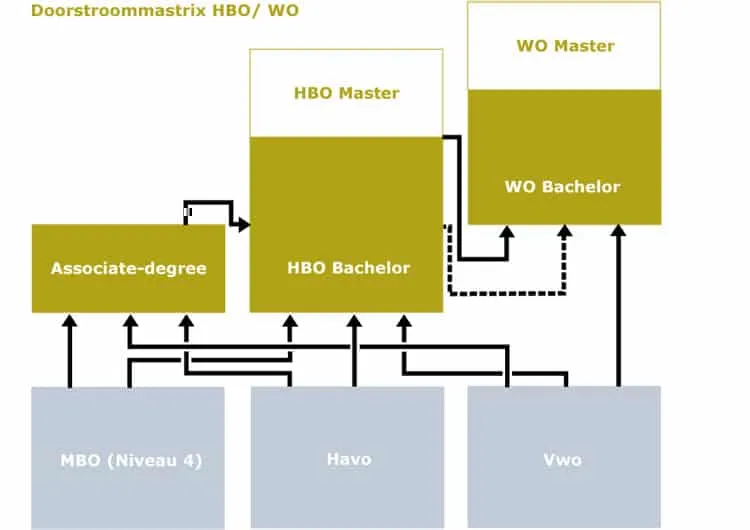 Doorstroommatrix Associate Degree: van mbo naar hbo en bachelor