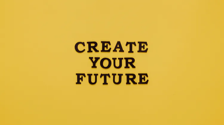 Create your future - typografische afbeelding op gele achtergrond als symbool voor een toekomstbestendige studiekeuze